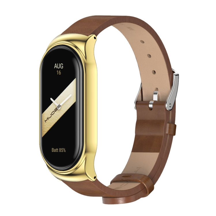 For Xiaomi Mi Band 8 Mijobs CS Case Microfiber PU Leather Watch Band(Brown Gold) - free shipping - PMc TechLife - Order now!