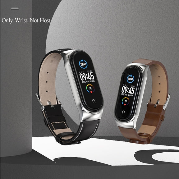For Xiaomi Mi Band 8 Mijobs CS Case Microfiber PU Leather Watch Band(Brown Gold)