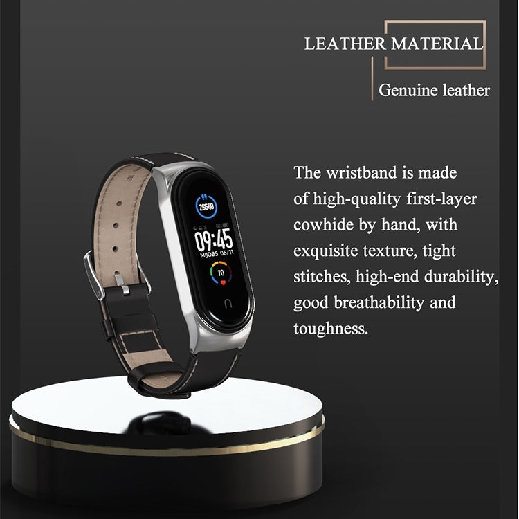 For Xiaomi Mi Band 8 Mijobs CS Case Microfiber PU Leather Watch Band(Brown Gold)