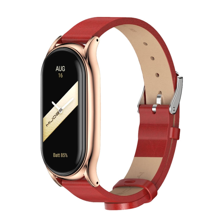 For Xiaomi Mi Band 8 Mijobs Plus Case Microfiber PU Leather Watch Band(Red Rose Gold) - free shipping - PMc TechLife - Order now!