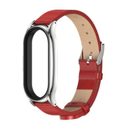For Xiaomi Mi Band 8 Mijobs Plus Case Microfiber PU Leather Watch Band(Red Silver)