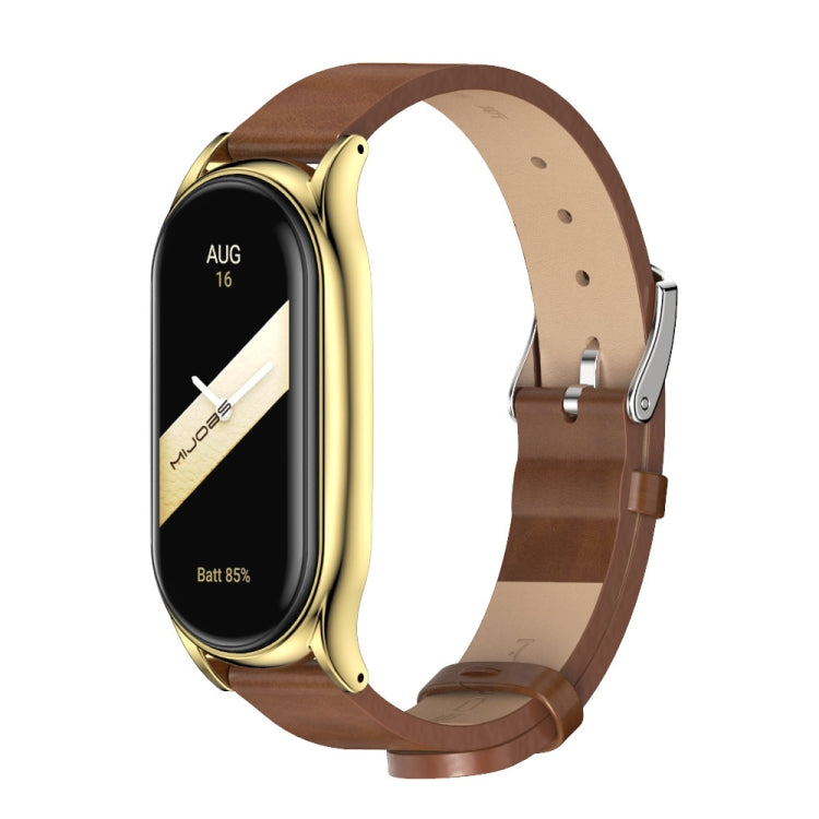 For Xiaomi Mi Band 8 Mijobs Plus Case Microfiber PU Leather Watch Band(Brown Gold) - free shipping - PMc TechLife - Order now!