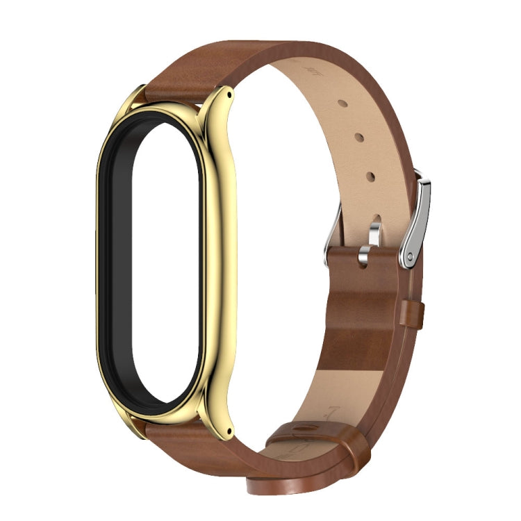 For Xiaomi Mi Band 8 Mijobs Plus Case Microfiber PU Leather Watch Band(Brown Gold) - free shipping - PMc TechLife - Order now!