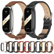 For Xiaomi Mi Band 8 Mijobs Plus Case Microfiber PU Leather Watch Band(Black Silver)