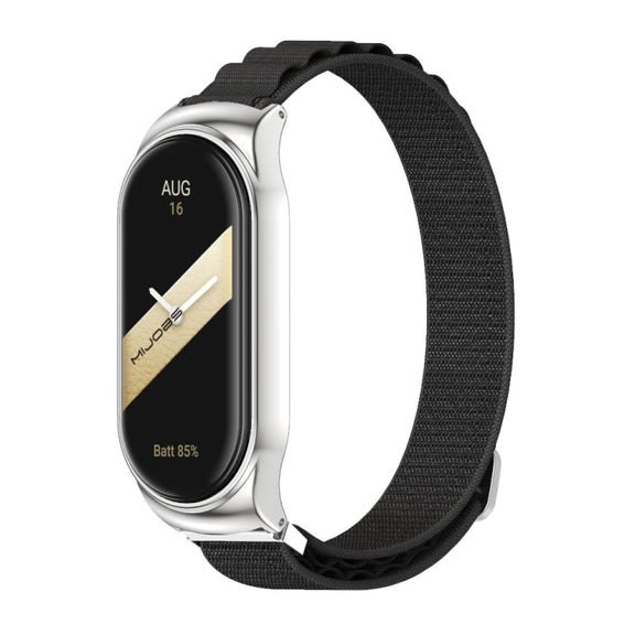 For Xiaomi Mi Band 8 Mijobs CS Case Nylon Breathable Watch Band(Black Silver)