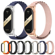 For Xiaomi Mi Band 8 Mijobs CS Case Nylon Breathable Watch Band(Black Silver)