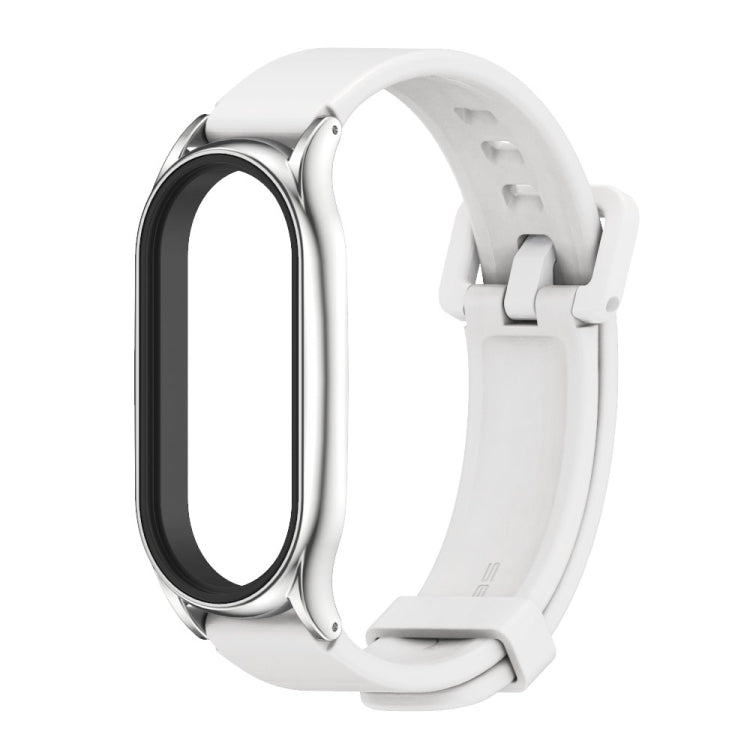 For Xiaomi Mi Band 8 Mijobs Plus Case Silicone Watch Band(White Silver) - free shipping - PMc TechLife - Order now!