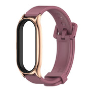 For Xiaomi Mi Band 8 Mijobs Plus Case Silicone Watch Band(Wine Red Rose Gold)
