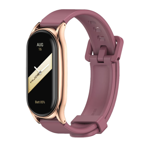 For Xiaomi Mi Band 8 Mijobs Plus Case Silicone Watch Band(Wine Red Rose Gold)