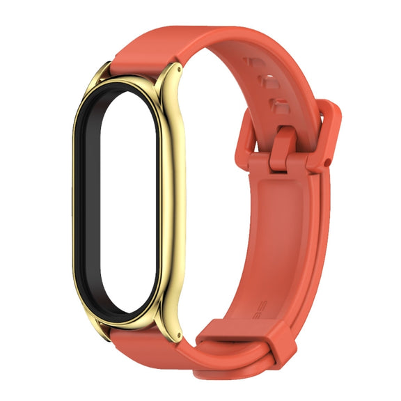 For Xiaomi Mi Band 8 Mijobs Plus Case Silicone Watch Band(Orange Gold)
