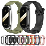 For Xiaomi Mi Band 8 Mijobs Plus Case Silicone Watch Band(Army Green Silver)