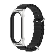 For Xiaomi Mi Band 8 Mijobs CS Case Marine Silicone Breathable Watch Band(Black Silver)