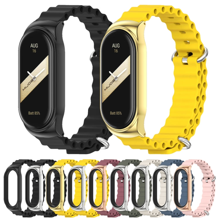 For Xiaomi Mi Band 8 Mijobs CS Case Marine Silicone Breathable Watch Band(Black Silver)