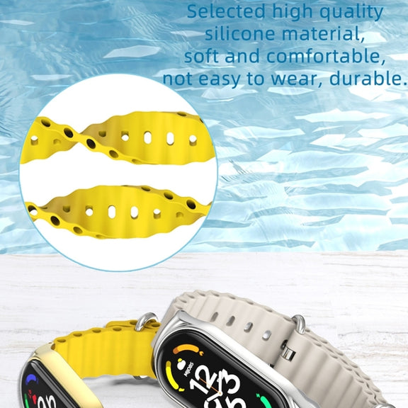 For Xiaomi Mi Band 8 Mijobs CS Case Marine Silicone Breathable Watch Band(Black Silver)