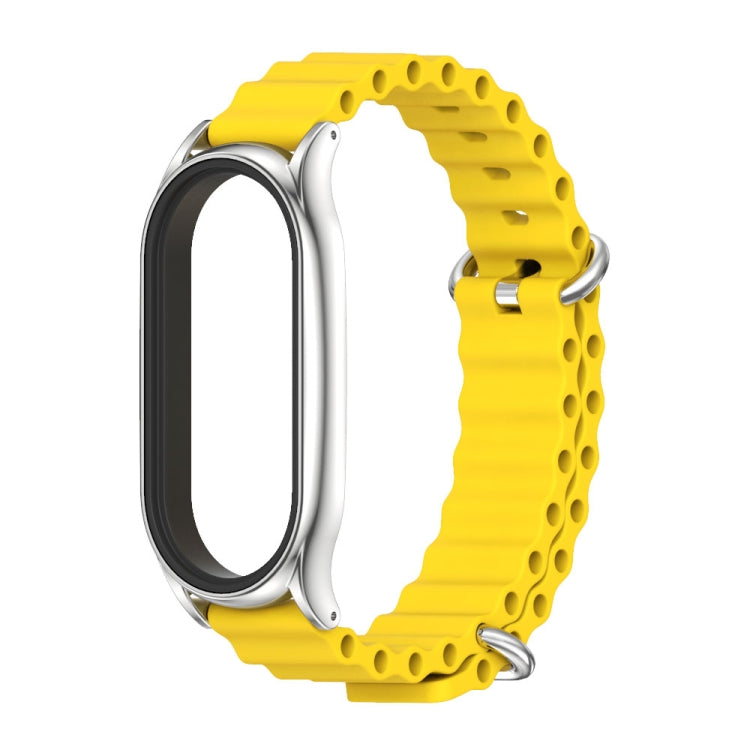 For Xiaomi Mi Band 8 Mijobs Plus Case Marine Silicone Breathable Watch Band(Yellow Silver) - free shipping - PMc TechLife - Order now!