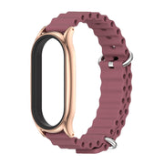 For Xiaomi Mi Band 8 Mijobs Plus Case Marine Silicone Breathable Watch Band(Wine Red Rose Gold)