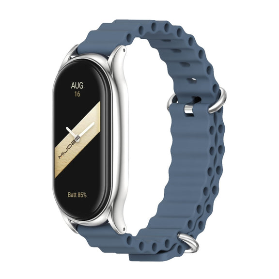 For Xiaomi Mi Band 8 Mijobs Plus Case Marine Silicone Breathable Watch Band(Space Blue Silver)