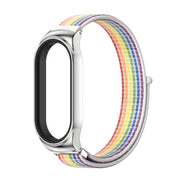 For Xiaomi Mi Band 8 Mijobs CS Case Breathable Nylon Loop Watch Band(Colorful Silver)
