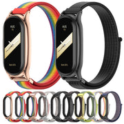 For Xiaomi Mi Band 8 Mijobs Plus Case Breathable Nylon Loop Watch Band(Pink Rose Gold)