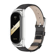 For Xiaomi Mi Band 8 Mijobs CS Case Genuine Leather Top Layer Cowhide Watch Band(Black Silver) - free shipping - PMc TechLife - Order now!