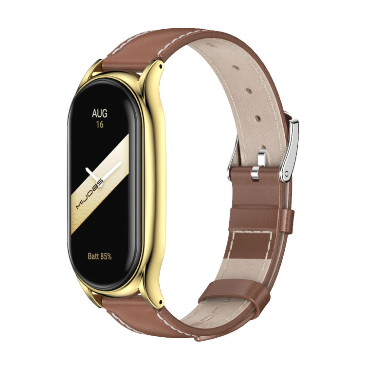 For Xiaomi Mi Band 8 Mijobs Plus Case Genuine Leather Watch Band(Brown Gold) - free shipping - PMc TechLife - Order now!