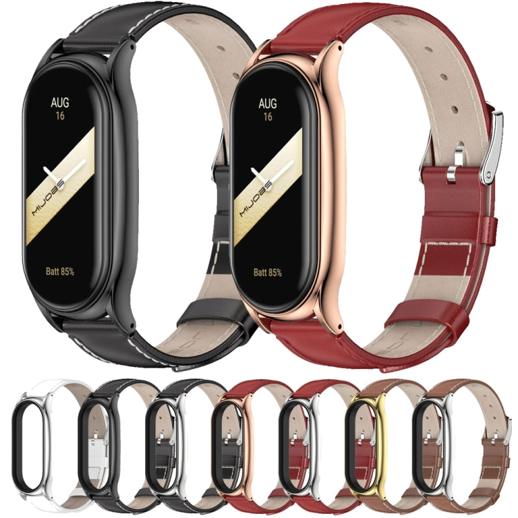 For Xiaomi Mi Band 8 Mijobs Plus Case Genuine Leather Watch Band(Red Rose Gold) - free shipping - PMc TechLife - Order now!