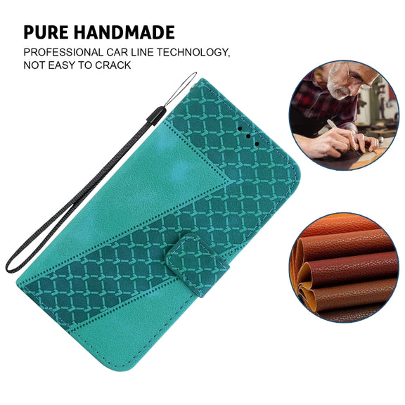 For Honor Magic6 Pro Seven-shaped Embossed Leather Phone Case(Green)