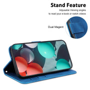 For Honor Magic6 Pro Seven-shaped Embossed Leather Phone Case(Blue)