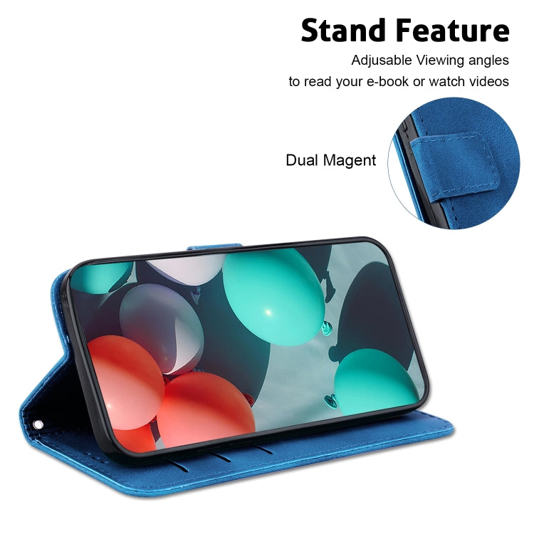 For Honor Magic6 Pro Seven-shaped Embossed Leather Phone Case(Blue)