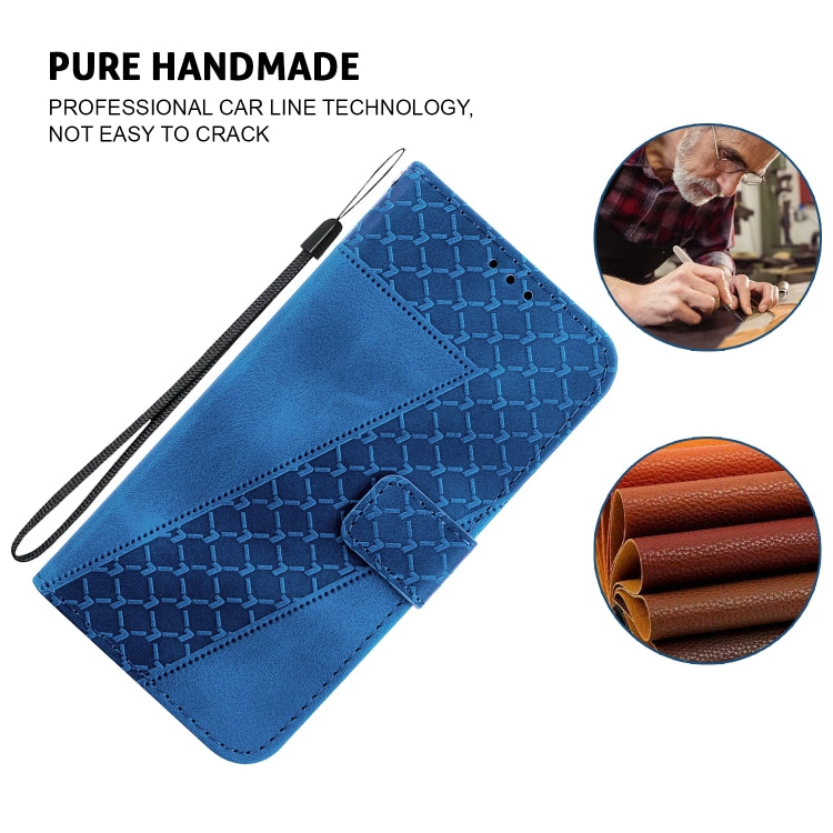 For Honor Magic6 Pro Seven-shaped Embossed Leather Phone Case(Blue)