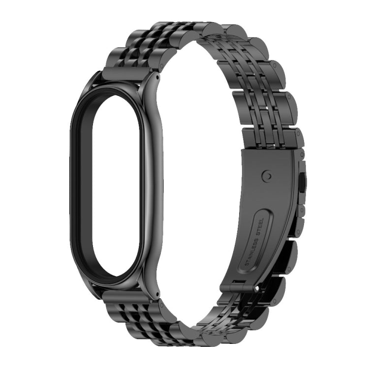 For Xiaomi Mi Band 8 Mijobs Plus Case Seven Bead Metal Stainless Steel Watch Band(Black) - free shipping - PMc TechLife - Order now!