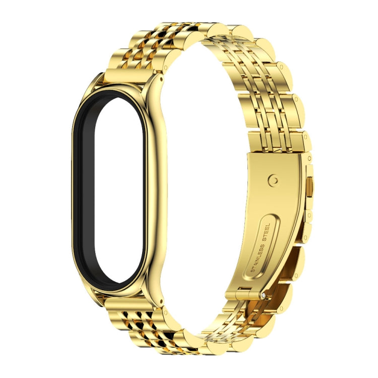 For Xiaomi Mi Band 8 Mijobs Plus Case Seven Bead Metal Stainless Steel Watch Band(Gold) - free shipping - PMc TechLife - Order now!