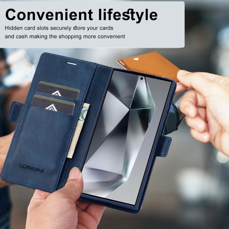 For Samsung Galaxy S24 Ultra LC.IMEEKE RFID Anti-theft Leather Phone Case(Blue)