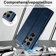 For Samsung Galaxy S24 Ultra LC.IMEEKE RFID Anti-theft Leather Phone Case(Blue)