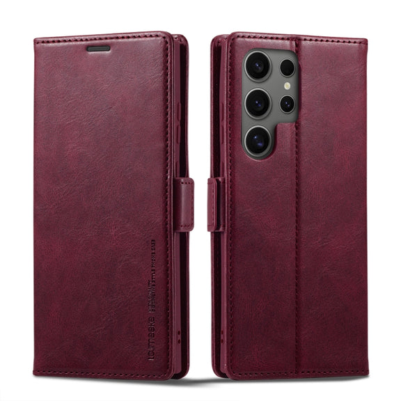 For Samsung Galaxy S24 Ultra LC.IMEEKE RFID Anti-theft Leather Phone Case(Red)