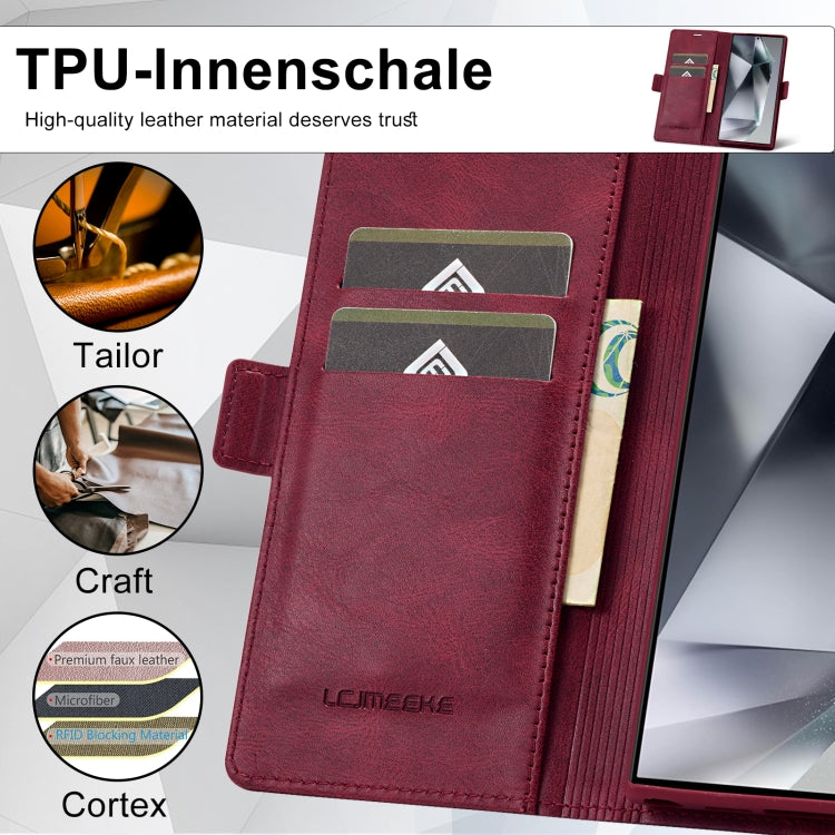 For Samsung Galaxy S24 Ultra LC.IMEEKE RFID Anti-theft Leather Phone Case(Red)