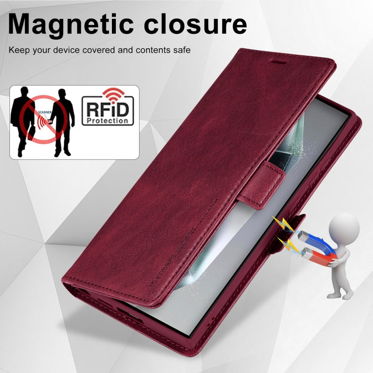 For Samsung Galaxy S24 Ultra LC.IMEEKE RFID Anti-theft Leather Phone Case(Red)