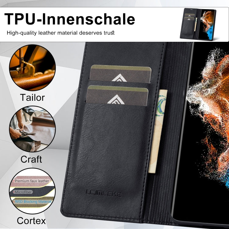 For Samsung Galaxy S24 LC.IMEEKE RFID Anti-theft Leather Phone Case(Black)