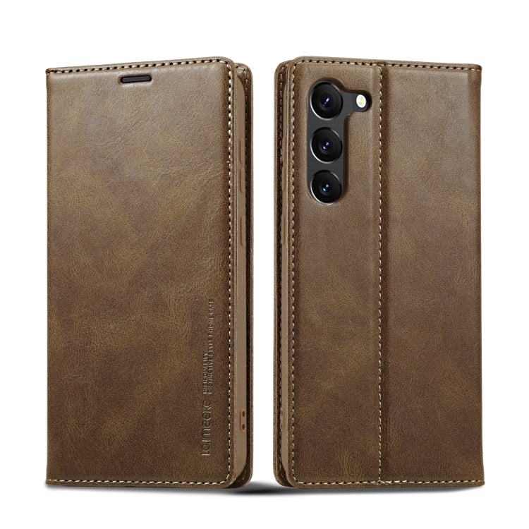 For Samsung Galaxy S24+ LC.IMEEKE RFID Anti-theft Leather Phone Case(Brown)