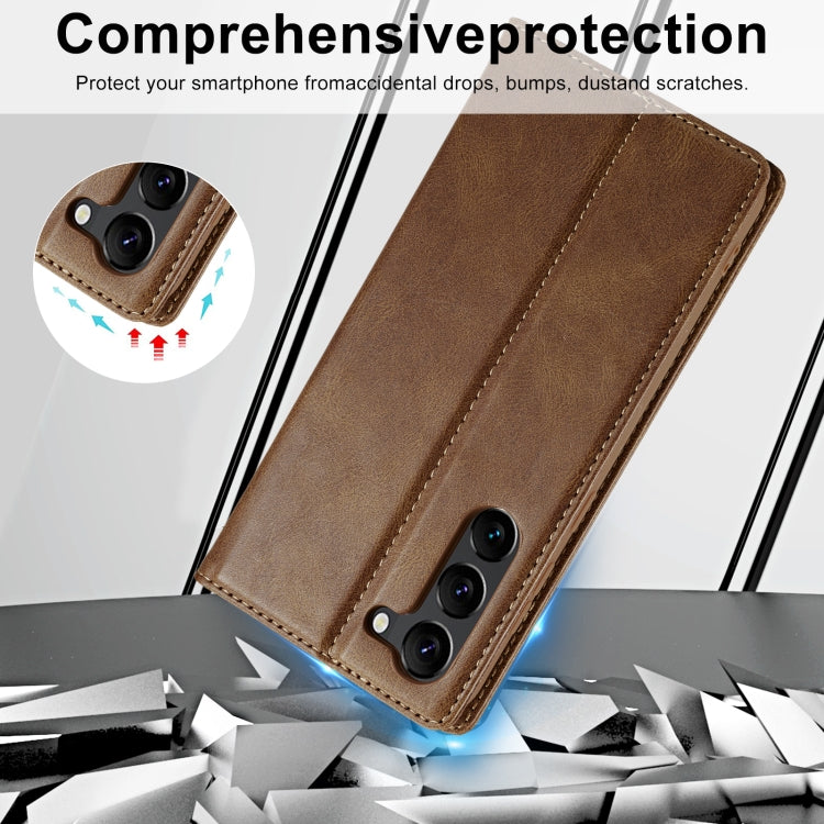 For Samsung Galaxy S24+ LC.IMEEKE RFID Anti-theft Leather Phone Case(Brown)