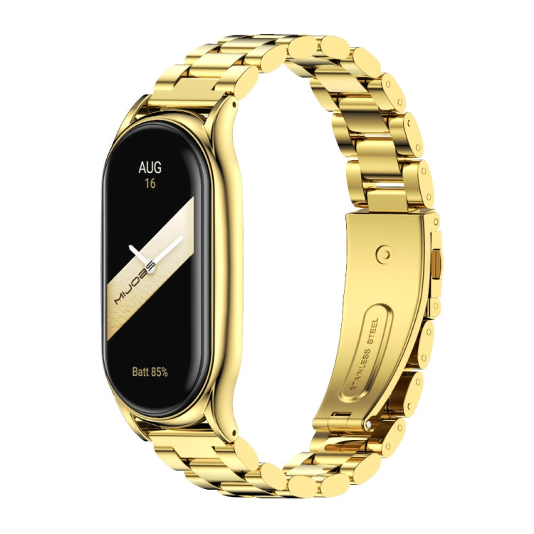 For Xiaomi Mi Band 8 Mijobs Plus Case Three Bead Metal Stainless Steel Watch Band(Gold) - free shipping - PMc TechLife - Order now!