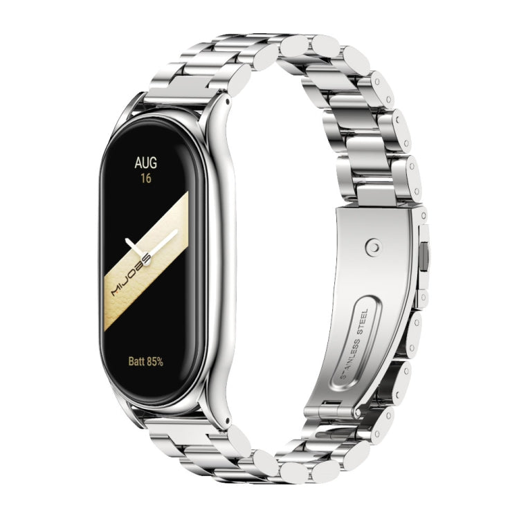 For Xiaomi Mi Band 8 Mijobs Plus Case Three Bead Metal Stainless Steel Watch Band(Silver) - free shipping - PMc TechLife - Order now!