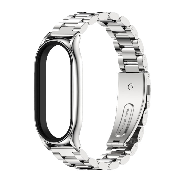 For Xiaomi Mi Band 8 Mijobs Plus Case Three Bead Metal Stainless Steel Watch Band(Silver) - free shipping - PMc TechLife - Order now!