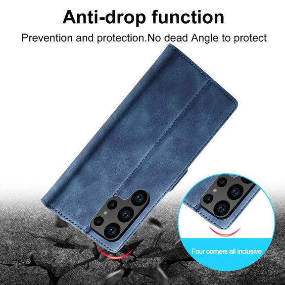 For Samsung Galaxy S24 Ultra 5G LC.IMEEKE Strong Magnetism Microfiber Leather Phone Case(Blue)