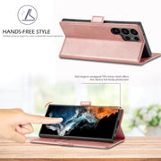 For Samsung Galaxy S24 Ultra 5G LC.IMEEKE Strong Magnetism Microfiber Leather Phone Case(Rose Gold)