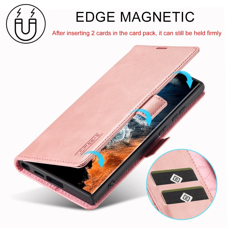 For Samsung Galaxy S24 Ultra 5G LC.IMEEKE Strong Magnetism Microfiber Leather Phone Case(Rose Gold)