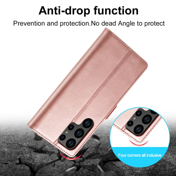 For Samsung Galaxy S24 Ultra 5G LC.IMEEKE Strong Magnetism Microfiber Leather Phone Case(Rose Gold)
