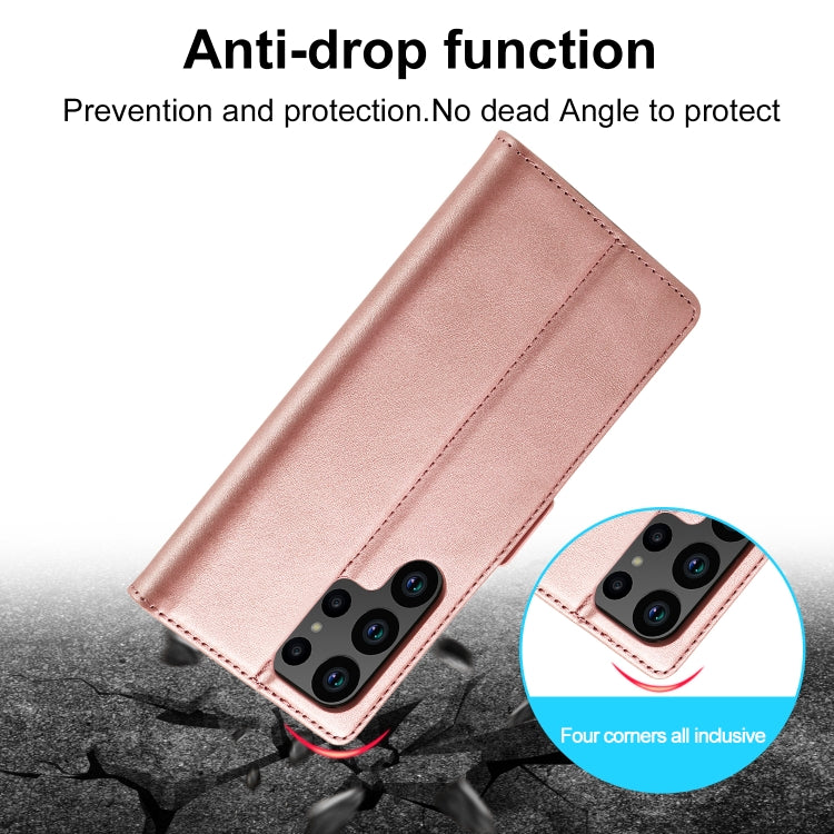 For Samsung Galaxy S24 Ultra 5G LC.IMEEKE Strong Magnetism Microfiber Leather Phone Case(Rose Gold)