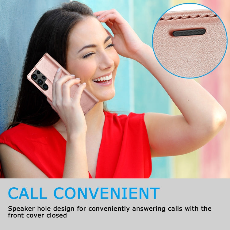For Samsung Galaxy S24 Ultra 5G LC.IMEEKE Strong Magnetism Microfiber Leather Phone Case(Rose Gold)