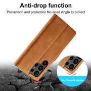For Samsung Galaxy S24 Ultra 5G LC.IMEEKE Strong Magnetism Microfiber Leather Phone Case(Brown)
